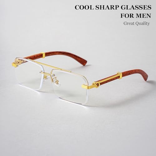 Image of Gleyemor Mens Sunglasses Fashion Rimless Rectangle Sunglasses Square Frameless Sunglasses for Men