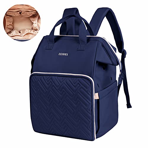 Leudes Knitting Bag Backpack,Yarn Storage Organizer Large Crochet Bag Tote Christmas Gift Yarn Holder Case for Carrying Projects,Knitting Needles (Navy Blue)