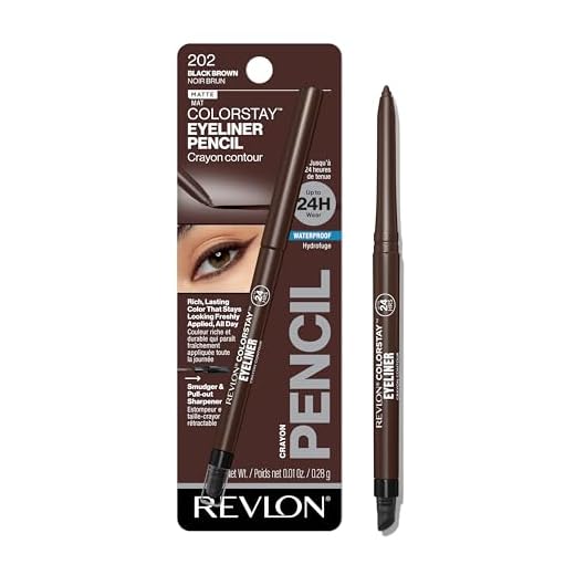 Pencil Eyeliner by Revlon, ColorStay Eye Makeup with Built-in Sharpener, Waterproof, Smudgeproof, Longwearing with Ultra-Fine Tip, Black Brown, 0.01 Oz