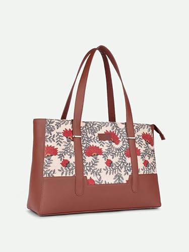 Image of ZOUK Handcrafted Vegan Leather Travel Tote Bag for Women with Multiple Compartments | Spacious Water-Resistant Shoulder Bag for Travel, Vacation, Day Trips |