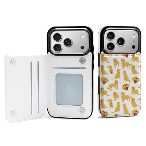 iPhone17 Pro用ケース 可愛い ゴールデン・レトリバー 犬柄 スマホカバー すまほけーす 携帯ケース 防水 手帳型 PUレザー 財布型 耐衝撃 マグネット式 スタンド機能 傷汚れ防止 指紋防止 かわいい おしゃれ 贈り物