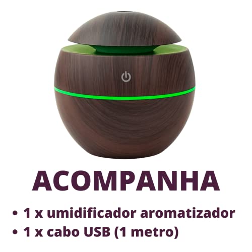 Difusor de Aromas Elétrico Ultrassônico 7 Cores Aromaterapia (Madeira Escura)