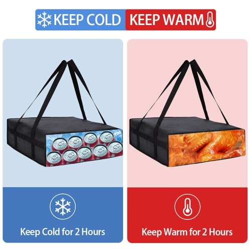 WADY Pizza Delivery Bag - Pizza Bag for Delivery, Reusable Thermal Bags with Zipper & Handle for Outdoor, Picnic, Parties, Perfect for Professional Pizza Transportation (Black) by WADY - Image 5