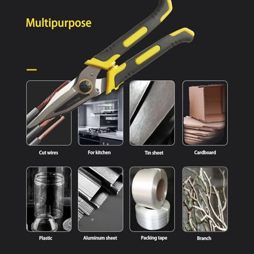 image for TOOLMAK 9 Inch Aviation Tin Snips Heavy Duty Shears Straight Metal Cut