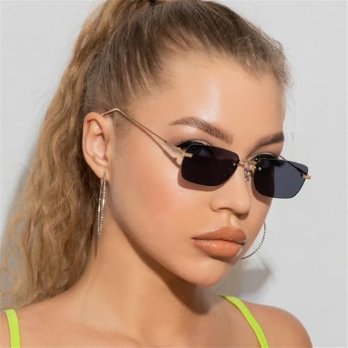 Lunettes de soleil carrées sans monture légères avec verres teintés géométriques - 6