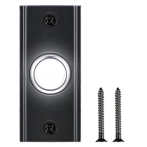 Dreyoo Lighted Metal Doorbell Push Button, Vintage Doorbell Push LED Buttons Replacement Most Chimes, Wall Mounted Door Bell Buttons Use in Home, Garage Door Opener Switch Property in Copyright(Black) by Dreyoo - Used condition - US$13.87