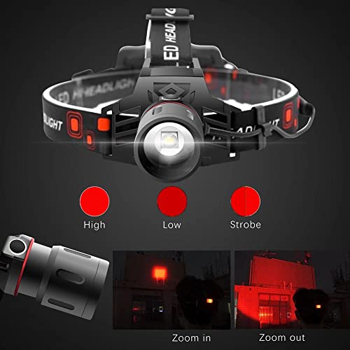 Lampe frontale LED rouge rechargeable USB avec filtre zoomable - 4