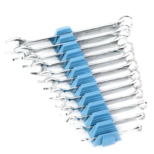 YUSSEQDD Organizador modular magnético de llaves. Organice sus herramientas fácilmente. Porta llaves con etiquetas métricas. Estante de almacenamiento ABS, azul, 54cm