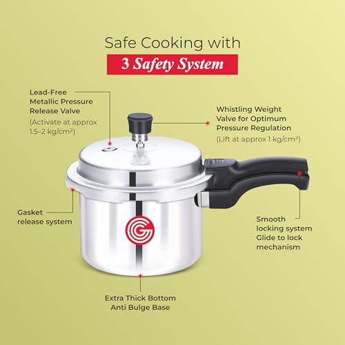 Image of Globe Meta Cook 2 Litre Aluminium Outer Lid Induction Base Pressure Cooker (Silver) | BIS & ISI Certified | 6 Years Warranty