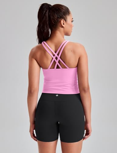 Image of HeyNuts Longline Zeal Bras Medium Impact Wirefree Sports Bras Workout Crop Tank Tops with Removable Pads, A-D Cups