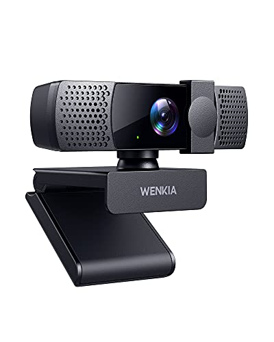 2022 WENKIA 1080P Webcam with Privacy Cover&Dual Stereo Microphones,HD USB Web Computer Camera with Auto Light Correction for Video Conferences& Streaming, Compatible with Windows & Mac, PC & Laptop