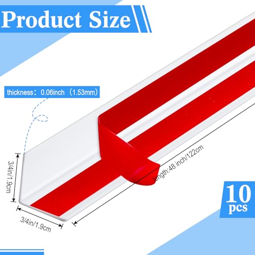 Image of Sasylvia 10 Pcs Wall Corner Protector Guards with Self Adhesive, 3 /4 x 48 Inches Plastic Vinyl Corner Shield Trim Molding for Furniture Door Tables Cabinet Edge, Avoid Scratching, Easy Install, White