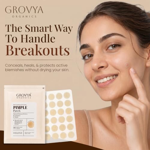 Grovya Organics hydrocolloid acne pimple patches with turmeric neem and calendula, invisible overnight – image 2