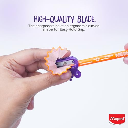 Image of Maped Vivo Monster 1H Sharpener-Pack of 65|Compact & Long Lasting|Smooth Sharpening|Cartoon Collective Sharpening Tool|Fancy & Cute Designs for Kids|Useful for School, Office & Gifting Purpose