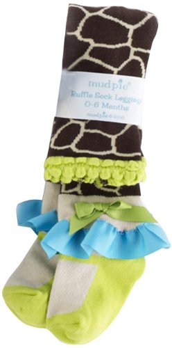 Mud Pie Wild Child Giraffe Tights, Brown/White/Green/Blue, 0-6 Months