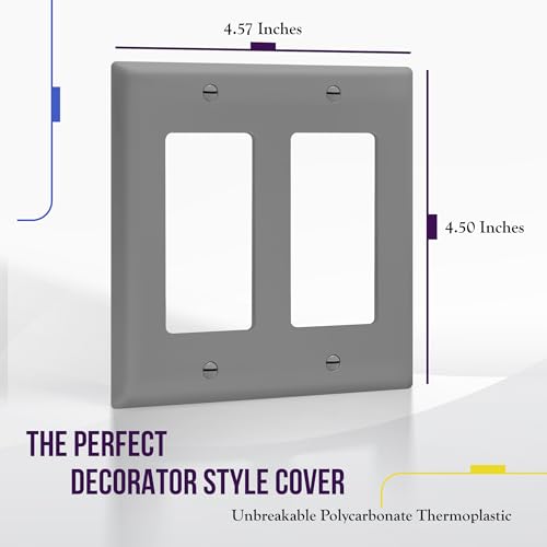 Image of ENERLITES 2-Gang Gray Decorator Light Switch Outlet Wall Plate Cover