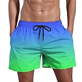 Herren Badeshorts mit Farbverlauf Sommertasche Strandshorts Hawaiian Shorts Badehose Herren Badeshorts Hawaii Schwimmhose Elastikbund Boardshorts Sommer Strandshorts Atmungsaktiv Schnelltrocknend
