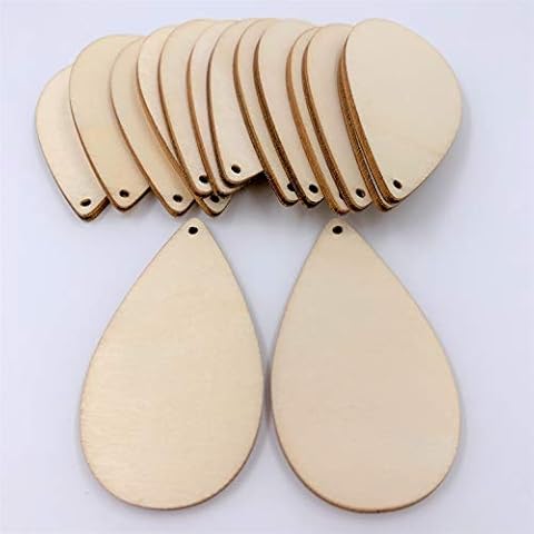 Unfinished Wood Teardrop Earrings Blank Cutouts Laser Cut Pendant Jewelry Blanks 25pcs (2 1/2" x 1 3/8") Cover