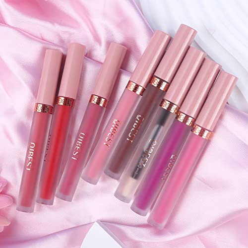 Qibest 7Pcs Matte Liquid Lipstick And 1Pcs Lip Plumper Makeup Set,Pigmented Waterproof Make Up Gift Lip Gloss Sets Long Wearing Velvet Lip Kit For Teens And Women #TOP5