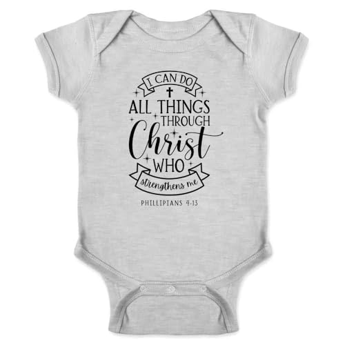 Pop Threads I Can Do All Things Through Christian Infant Baby Boy Girl Bodysuit