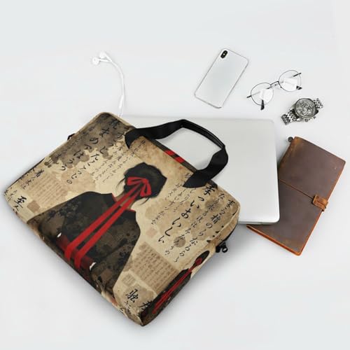 Maletín portátil con correa para laptop 15.6'' beige y rojo miniatura 7