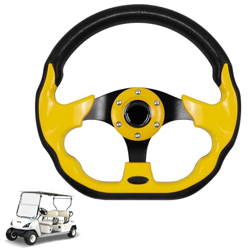 Volant de voiturette de golf LOSCHEN finition premium jaune pour EZGO et Club Car