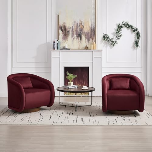 Sillón Giratorio Moderno Piel Sintética Rojo miniatura 3