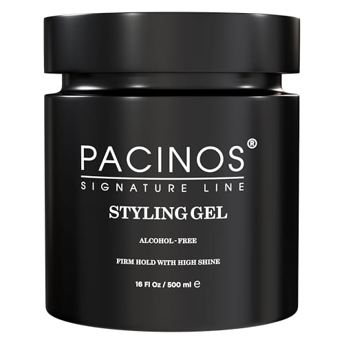 Pacinos Gel coiffant – Tenue ferme et finition brillante – Formule soluble dans l'eau – Sans flocons secs – Sans alcool