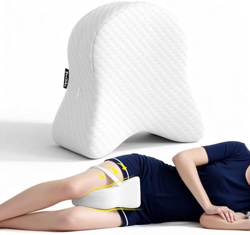 Memory Foam Leg Pillow for Side Sleepers - Relax from Sciatica, Back, HIPS, Knees, and Joints - Removable and Washable Cover - Perfect for Pregnancy and Nursing (White-Extra Soft)