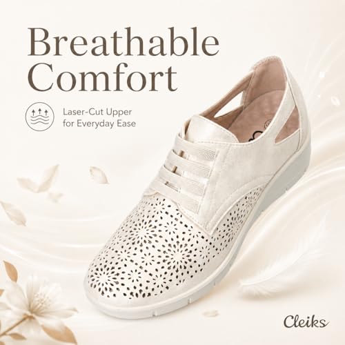 CLEIKS Freizeitschuhe Damen Bootsschuhe Damen Leicht Pflegeleicht für Outdoor Picknick Grillen (Beige, 39 EU, WCL260332-7)