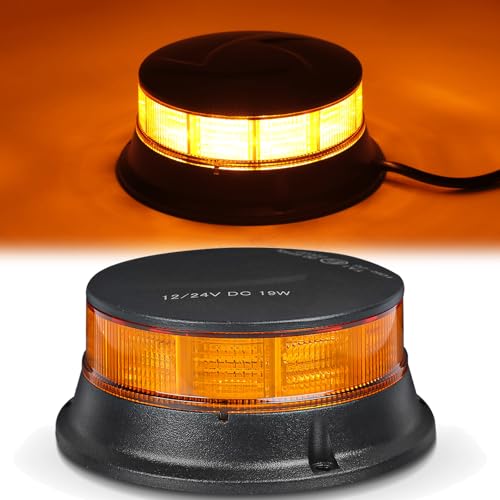 AOHEWEI Feu de Signalisation LED Ambre, 3 Modes Clignotants & 4 Modes Rotatifs 12/24V 30 LEDs Lampe Stroboscopique pour Machines Agricoles Véhicules Commerciaux Bus Scolaires Tracteurs Pelles Camions