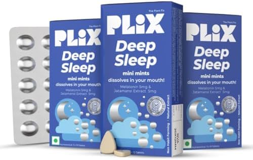 The Plant Fix Plix Melatonin Deep Sleep Oral Dissolving Mini Mints Effervescent Supporting Restful Sleep Tablet| Non Habit Forming | Melatonin And Jatamansi Extracts (5Mg) | Pack Of 3, 30 Mints