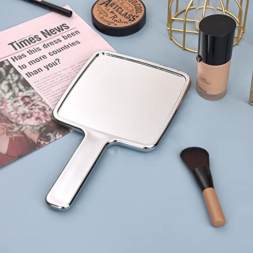 Ychmir Hand Mirror Hand Held Mirror Electroplate Mirror Sliver, Square 5 X9.1 Inch #TOP1