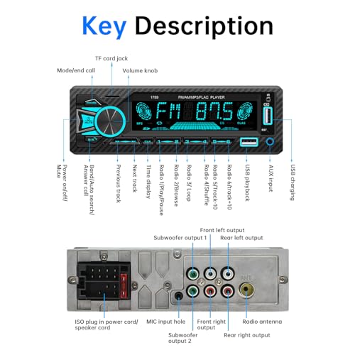 Radio para auto Bluetooth con pantalla LCD 4.1 pulgadas miniatura 3
