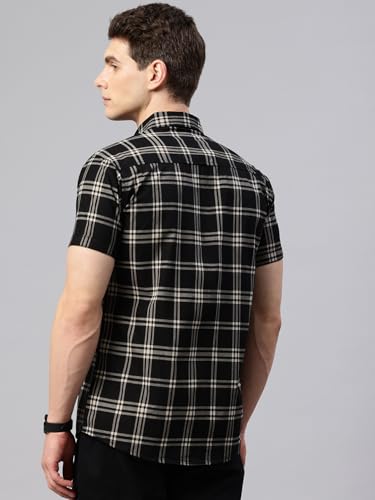 Image of Majestic Man Slim Fit Short Sleeve Checked Pure Cotton Casual Shirt