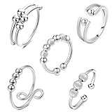 Einfach und Stilvoll Anxiety Ring Silber:Dieser stress ring kann ihnen helfen,stress,angst und negative energie zu lösen.Der ringe ist silberperlen umgeben,und die perlen bewegen sich frei um das band,sie können sie bewegen,um konzentriert oder entspannt zu bleiben.