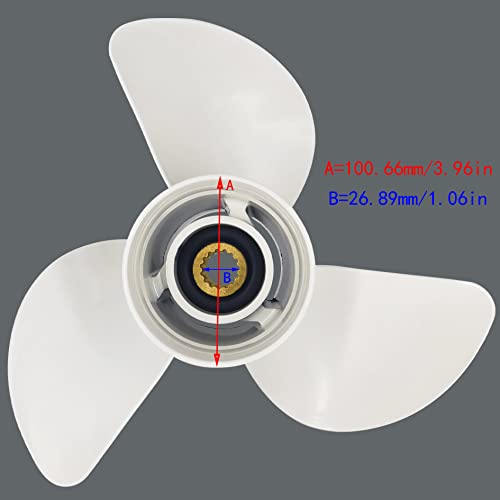 Image of 13 1 /4x17-K Boat Motor Aluminum Propeller - Replaces 6E5-45945-01-EL - Compatible with Yamaha Outboard Engines 60HP 70HP 75HP 80HP 85HP 90HP 115HP 130HP - 15 Tooth-RH - Aluminum Outboard Propeller
