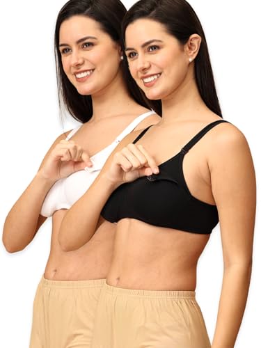 Image of The Mom Store Mom Nursing Bra | Full Coverage Non Padded Bra | Feeding Bra | Maternity Bra | Non Wired Bra | Cotton Blend