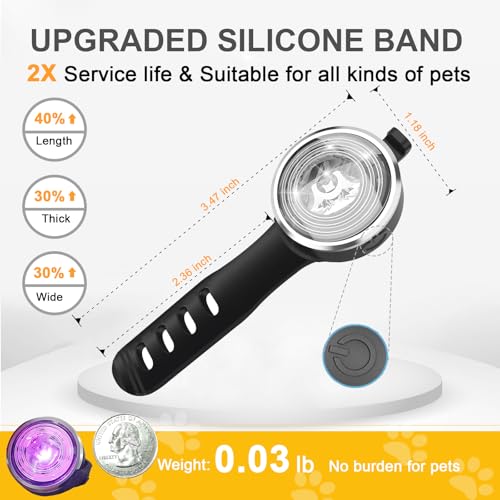 2 Stück Hundelicht for für Nächtliche Spaziergänge, Tubasion Verbesserte 8 Modi Leuchtanhänger Hund Aufladbar, IP66 Wasserdicht und Silikonband Sicherheitslicht for LED Hundehalsband