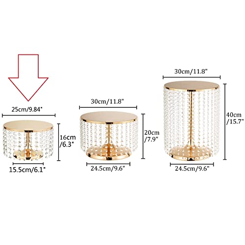 10" Dia Crystal Pendant Cake Stand With Dome,Gold Dessert Table Display Set, Use For Important Event,Wedding Party Dessert Cake And Cupcake Decoration, 6.5In Hight #TOP4