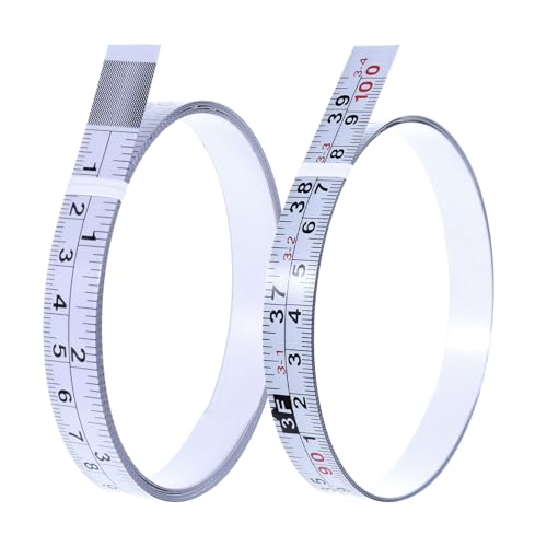 JJUNW 2 paquetes de cinta de medición autoadhesiva de 1/2 pulgadas, lectura de cinta de regla imperial y métrica de 100 cm o 39 pulgadas, pelar y pegar cinta métrica para carpintería, sierra, tablero