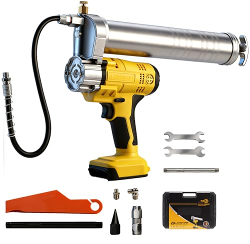 Cordless Grease Gun Compatible with Dewalt 18V 20V Battery 5 oz/min 12 000 PSI Electric Grease Gun Kit 22 inch High Pressure Long Hose and Quick-Release Coupling (Battery Not Included)