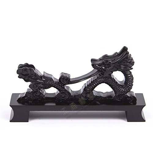 image for jiaoguo Resin Samurai Sword Katana Wakizashi Tanto Black Dragon Holder