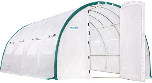 Quictent Upgraded 20X10X6.6 Ft Large Walk-In Greenhouse, 2 Independent Swing Doors & Increased 4 Top Hoops, Heavy Duty Galvanized Outdoors W/ Oxford Seam Reinforced Pe Cover And Screen Windows, White #TOP22