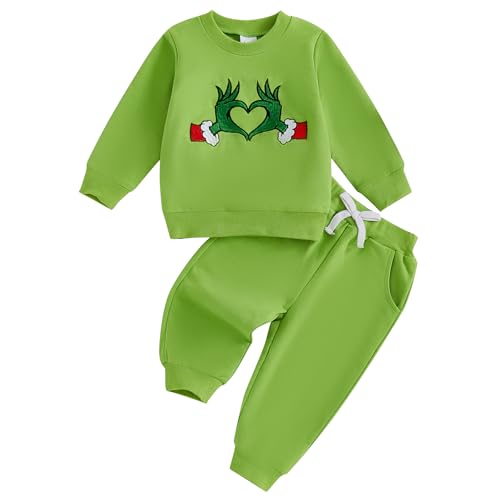 Image of Gureui Toddler Baby Boy Girl Christmas Outfit Sweatshirt Pants Sweatsuit Newborn Infant Monster Costume Clothes