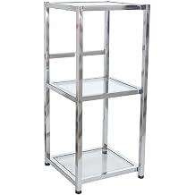 Cambria Studio 3B Mercer 3 Tier Tower Shelving Unit Chrome 13.11 inch L x 13.11 inch W x 29.53 inch H, Silver