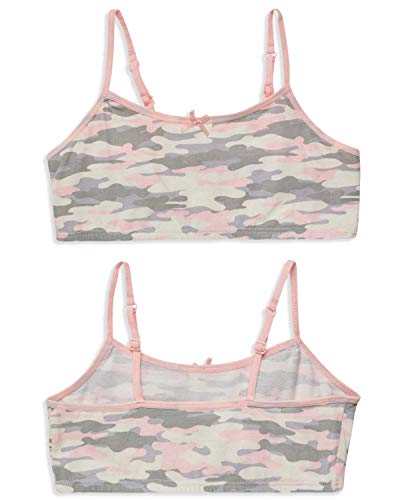Rene Rofe Girls’ Training Bra Set – 10 Piece Cotton Cami Bralette And Hipster Briefs (M-Xl), Size Large, Camo #TOP3