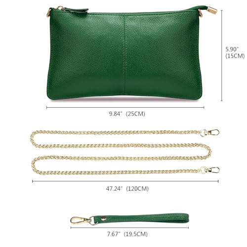 Image of YALUXE Genuine Leather Wristlet Handbags Purses Cell Phone Pocket Clutch Wallet Crossbody Bags for Women