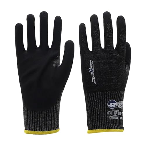 karomouj Anti Cut Hand Gloves, Blade-Resistant Glove with Enhanced Grip Knife Cut Resistant Gloves for Industrial Use, Cutting Vegetables, Table Mat Handling (Black Pack of 1) 1 Pair