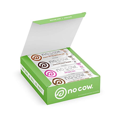No Cow High Protein Bars, 20G Plus Plant Based Vegan Protein, Keto Friendly, Low Sugar, Low Carb, Low Calorie, Gluten Free, Naturally Sweetened, Dairy Free, Non Gmo, Kosher, 12 Pack, Top Flavors Variety Pack #TOP1